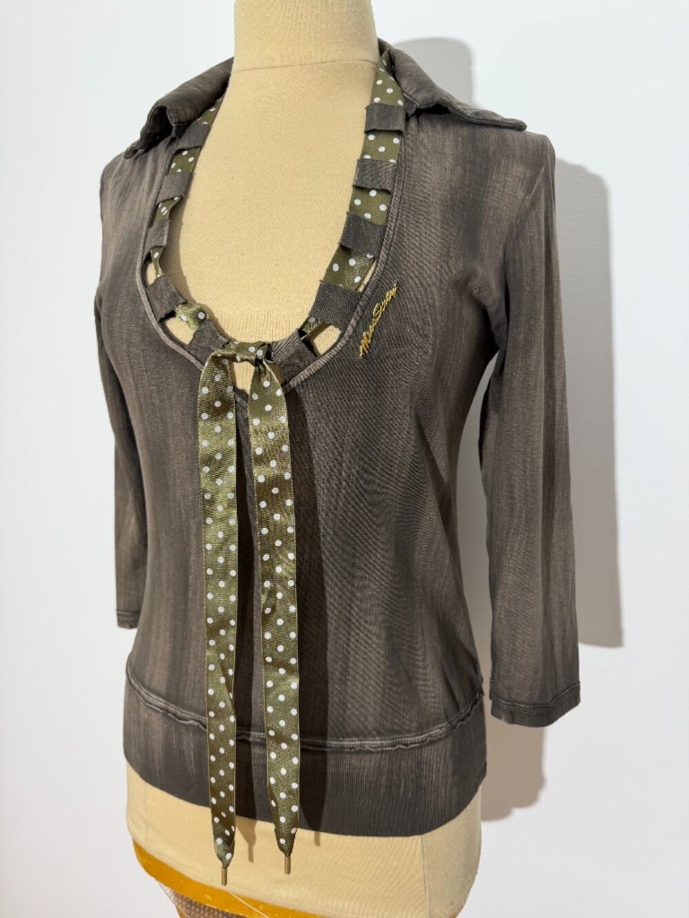 Vintage Y2K Miss Sixty Archive Ribbon Scoop Neck Top